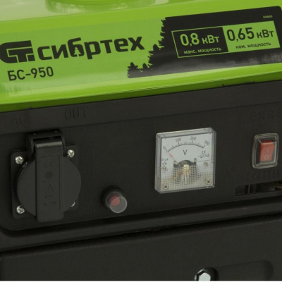Купить Генератор бензиновый БС-950, 0,8 кВт, 230 В, 2-х тактный, 4 л, ручной стартер Сибртех в  Екатеринбурге